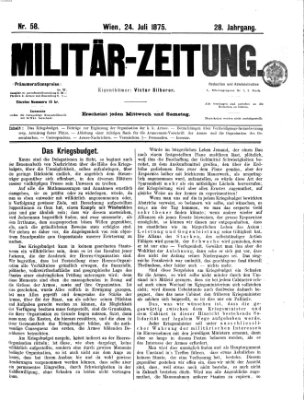 Militär-Zeitung Samstag 24. Juli 1875