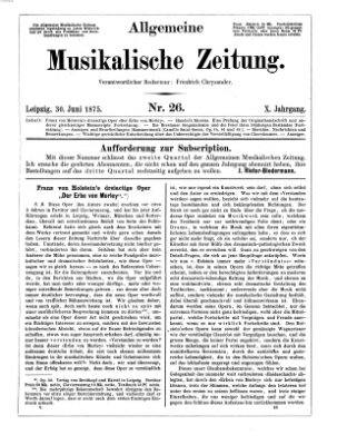Allgemeine musikalische Zeitung Mittwoch 30. Juni 1875