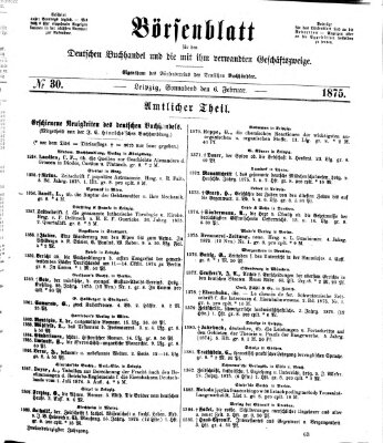 Börsenblatt für den deutschen Buchhandel Samstag 6. Februar 1875