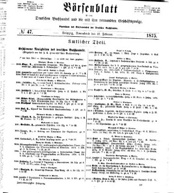 Börsenblatt für den deutschen Buchhandel Samstag 27. Februar 1875