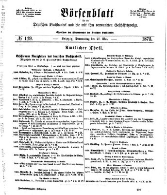 Börsenblatt für den deutschen Buchhandel Donnerstag 27. Mai 1875