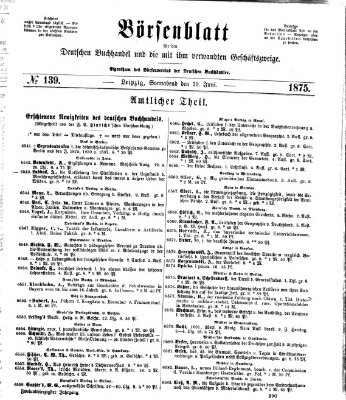 Börsenblatt für den deutschen Buchhandel Samstag 19. Juni 1875