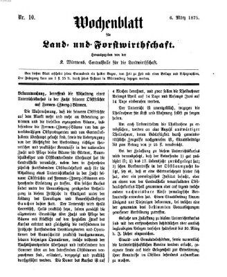 Wochenblatt für Land- und Forstwirthschaft Samstag 6. März 1875