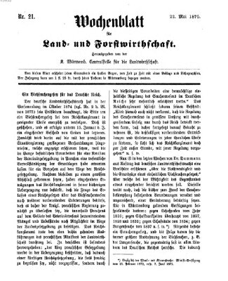 Wochenblatt für Land- und Forstwirthschaft Samstag 22. Mai 1875