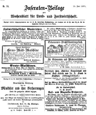 Wochenblatt für Land- und Forstwirthschaft Samstag 12. Juni 1875