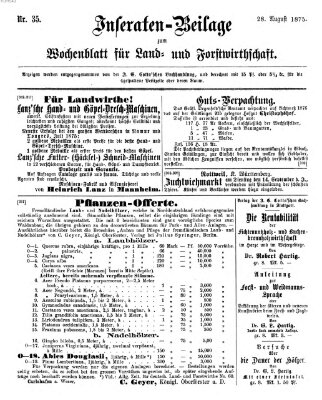 Wochenblatt für Land- und Forstwirthschaft Samstag 28. August 1875