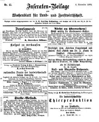 Wochenblatt für Land- und Forstwirthschaft Mittwoch 3. November 1875