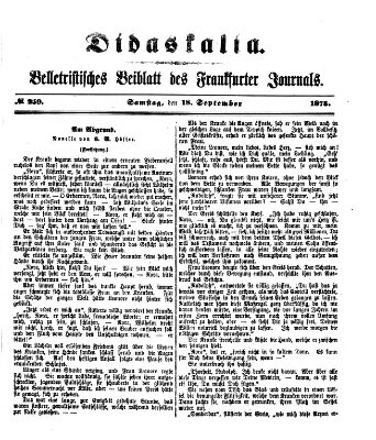 Didaskalia Samstag 18. September 1875