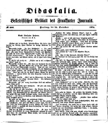Didaskalia Freitag 15. Oktober 1875