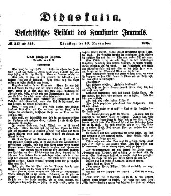Didaskalia Dienstag 16. November 1875
