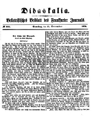 Didaskalia Samstag 11. Dezember 1875
