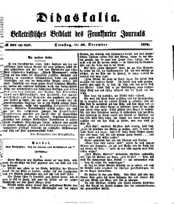 Didaskalia Dienstag 28. Dezember 1875