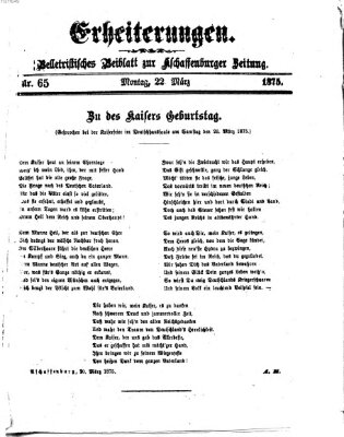 Erheiterungen (Aschaffenburger Zeitung) Montag 22. März 1875