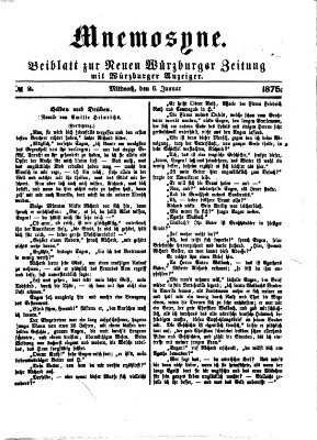 Mnemosyne (Neue Würzburger Zeitung) Mittwoch 6. Januar 1875