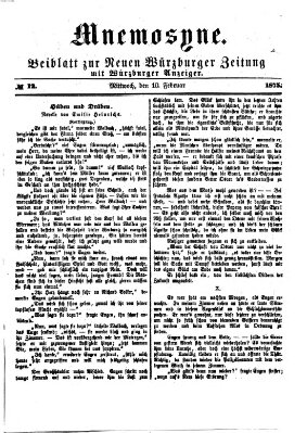 Mnemosyne (Neue Würzburger Zeitung) Mittwoch 10. Februar 1875