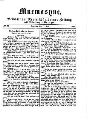 Mnemosyne (Neue Würzburger Zeitung) Samstag 17. Juli 1875
