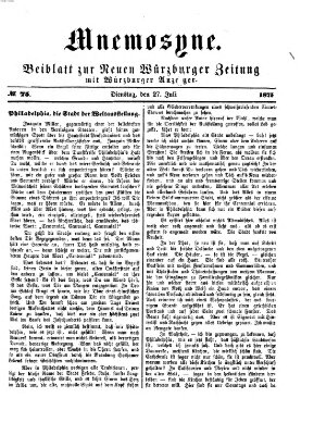 Mnemosyne (Neue Würzburger Zeitung) Dienstag 27. Juli 1875