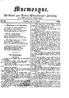 Mnemosyne (Neue Würzburger Zeitung) Samstag 14. August 1875