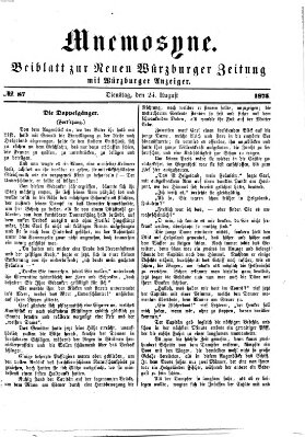 Mnemosyne (Neue Würzburger Zeitung) Dienstag 24. August 1875