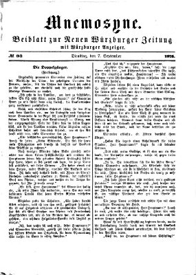 Mnemosyne (Neue Würzburger Zeitung) Dienstag 7. September 1875