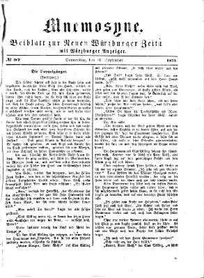 Mnemosyne (Neue Würzburger Zeitung) Donnerstag 16. September 1875