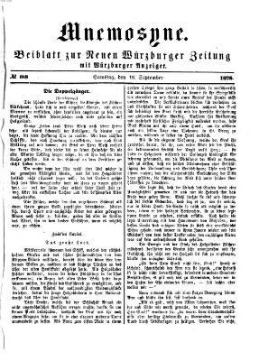 Mnemosyne (Neue Würzburger Zeitung) Samstag 18. September 1875