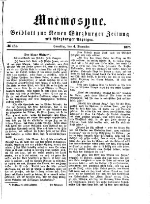 Mnemosyne (Neue Würzburger Zeitung) Samstag 4. Dezember 1875
