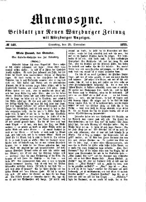 Mnemosyne (Neue Würzburger Zeitung) Samstag 25. Dezember 1875