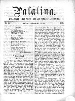 Palatina (Pfälzer Zeitung) Donnerstag 22. Juli 1875
