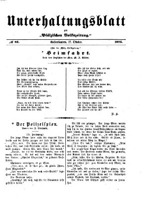 Unterhaltungsblatt zur Pfälzischen Volkszeitung (Pfälzische Volkszeitung) Sonntag 17. Oktober 1875