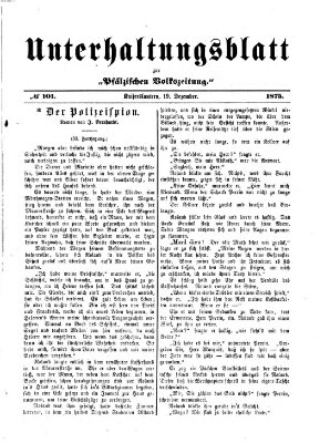 Unterhaltungsblatt zur Pfälzischen Volkszeitung (Pfälzische Volkszeitung) Sonntag 19. Dezember 1875