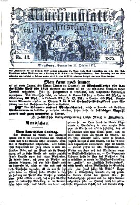 Wochenblatt für das christliche Volk Sonntag 24. Oktober 1875