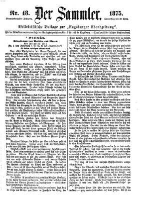 Der Sammler (Augsburger Abendzeitung) Donnerstag 29. April 1875