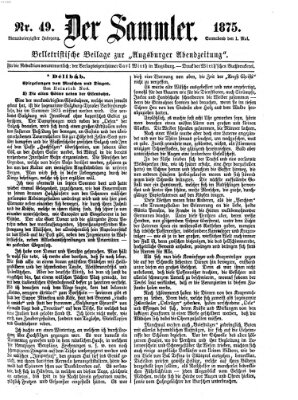 Der Sammler (Augsburger Abendzeitung) Samstag 1. Mai 1875