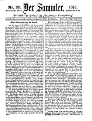 Der Sammler (Augsburger Abendzeitung) Samstag 24. Juli 1875
