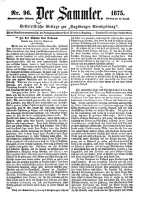 Der Sammler (Augsburger Abendzeitung) Dienstag 24. August 1875