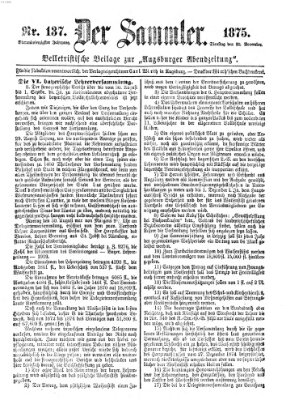 Der Sammler (Augsburger Abendzeitung) Dienstag 30. November 1875