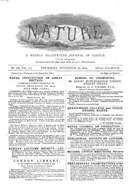 Nature Donnerstag 26. November 1874