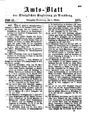 Amtsblatt für den Regierungsbezirk Arnsberg Samstag 9. Oktober 1875