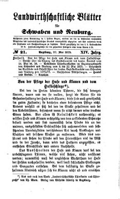 Landwirtschaftliche Blätter für Schwaben und Neuburg Donnerstag 27. Mai 1875