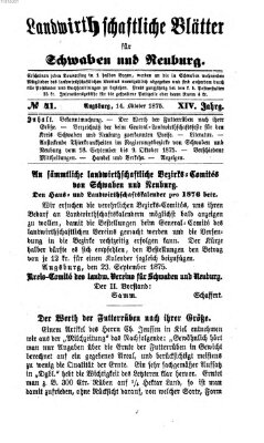 Landwirtschaftliche Blätter für Schwaben und Neuburg Donnerstag 14. Oktober 1875
