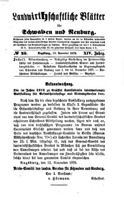 Landwirtschaftliche Blätter für Schwaben und Neuburg Donnerstag 18. November 1875