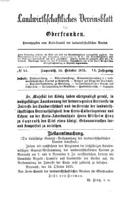 Landwirthschaftliches Vereinsblatt für Oberfranken Donnerstag 14. Oktober 1875