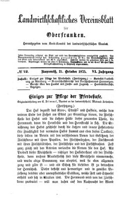 Landwirthschaftliches Vereinsblatt für Oberfranken Donnerstag 21. Oktober 1875
