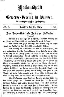 Wochenschrift des Gewerbe-Vereins der Stadt Bamberg Dienstag 30. März 1875
