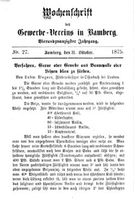 Wochenschrift des Gewerbe-Vereins der Stadt Bamberg Sonntag 31. Oktober 1875