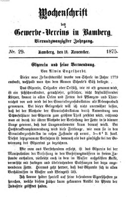 Wochenschrift des Gewerbe-Vereins der Stadt Bamberg Sonntag 14. November 1875