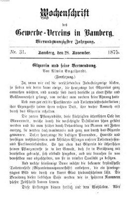 Wochenschrift des Gewerbe-Vereins der Stadt Bamberg Sonntag 28. November 1875