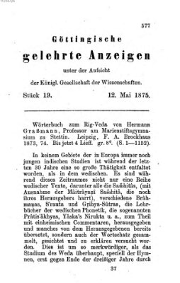 Göttingische gelehrte Anzeigen (Göttingische Zeitungen von gelehrten Sachen) Mittwoch 12. Mai 1875