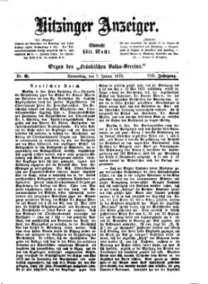 Kitzinger Anzeiger Donnerstag 7. Januar 1875